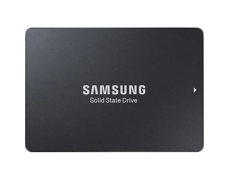 Silver rectangular 2.5 inch SATA SSD with label
