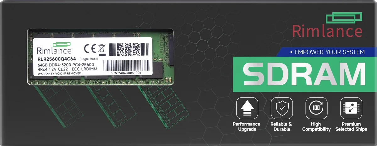 Green 288-pin DDR4 LRDIMM module with black chips and silver label