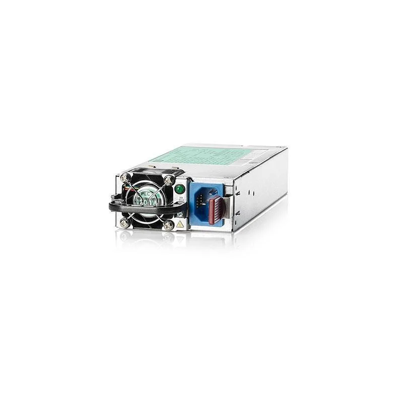 Silver rectangular plug-in power supply module with HPE label