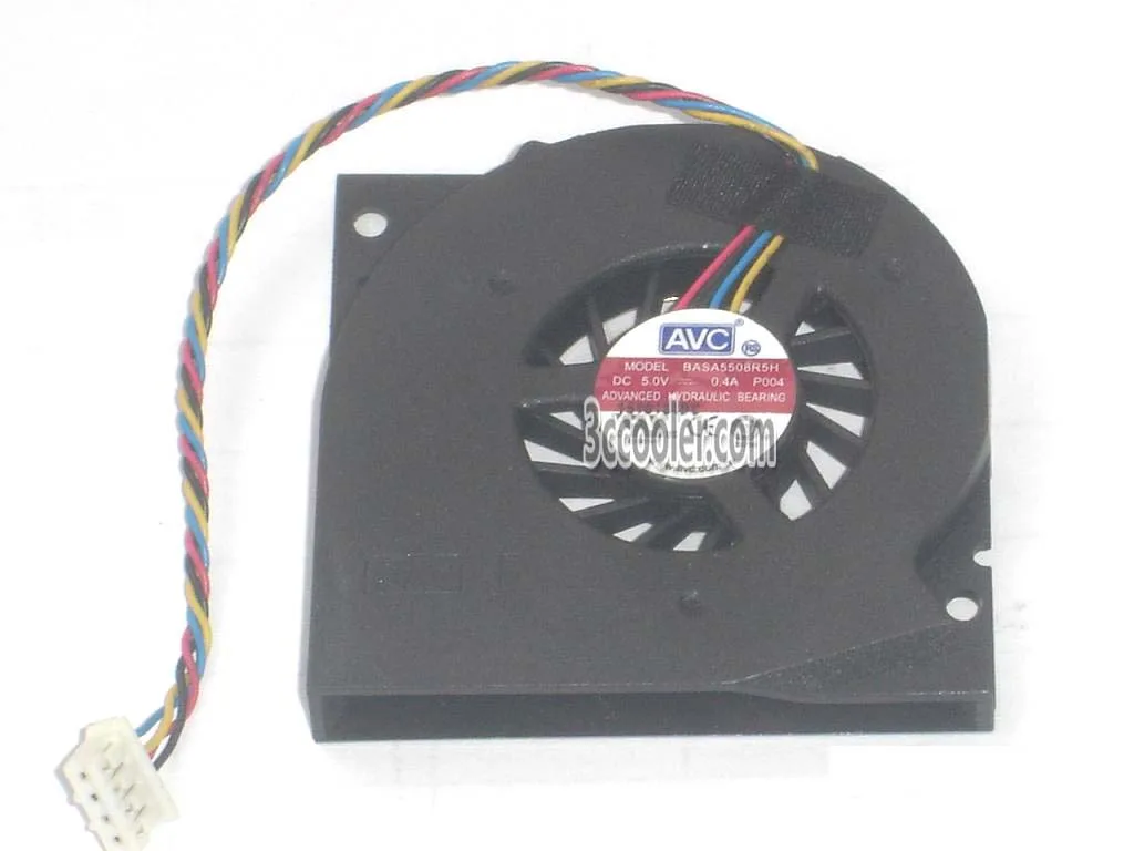 Compact notebook CPU cooler with two-tone blower fan and 4-pin connector