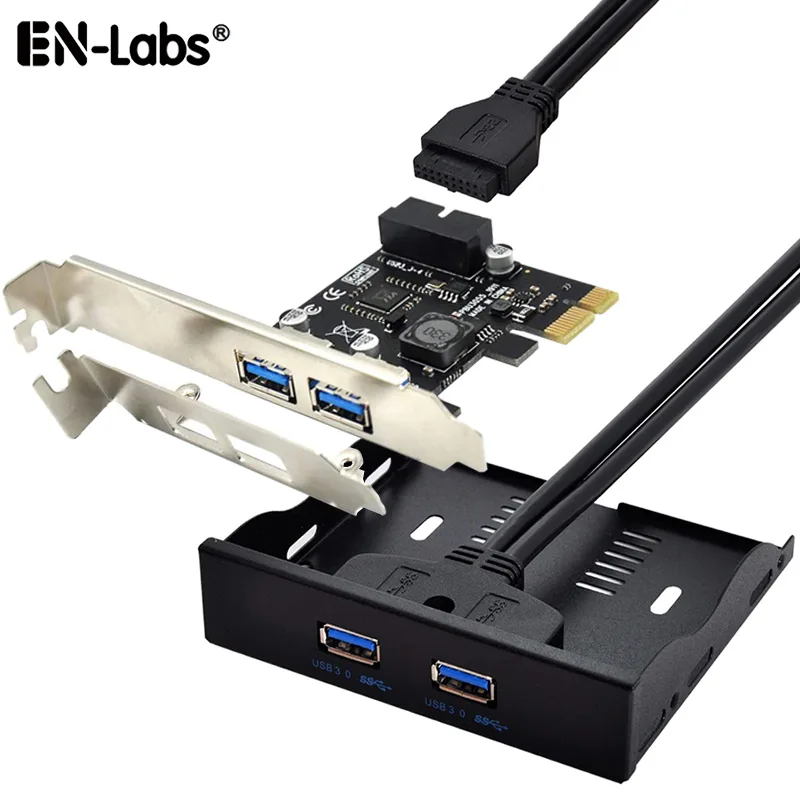 EN-Labs EN-Labs PCIEU3220KITSSU USB 3.0 expansion card kit with 3.5" front panel — produkto nuotrauka