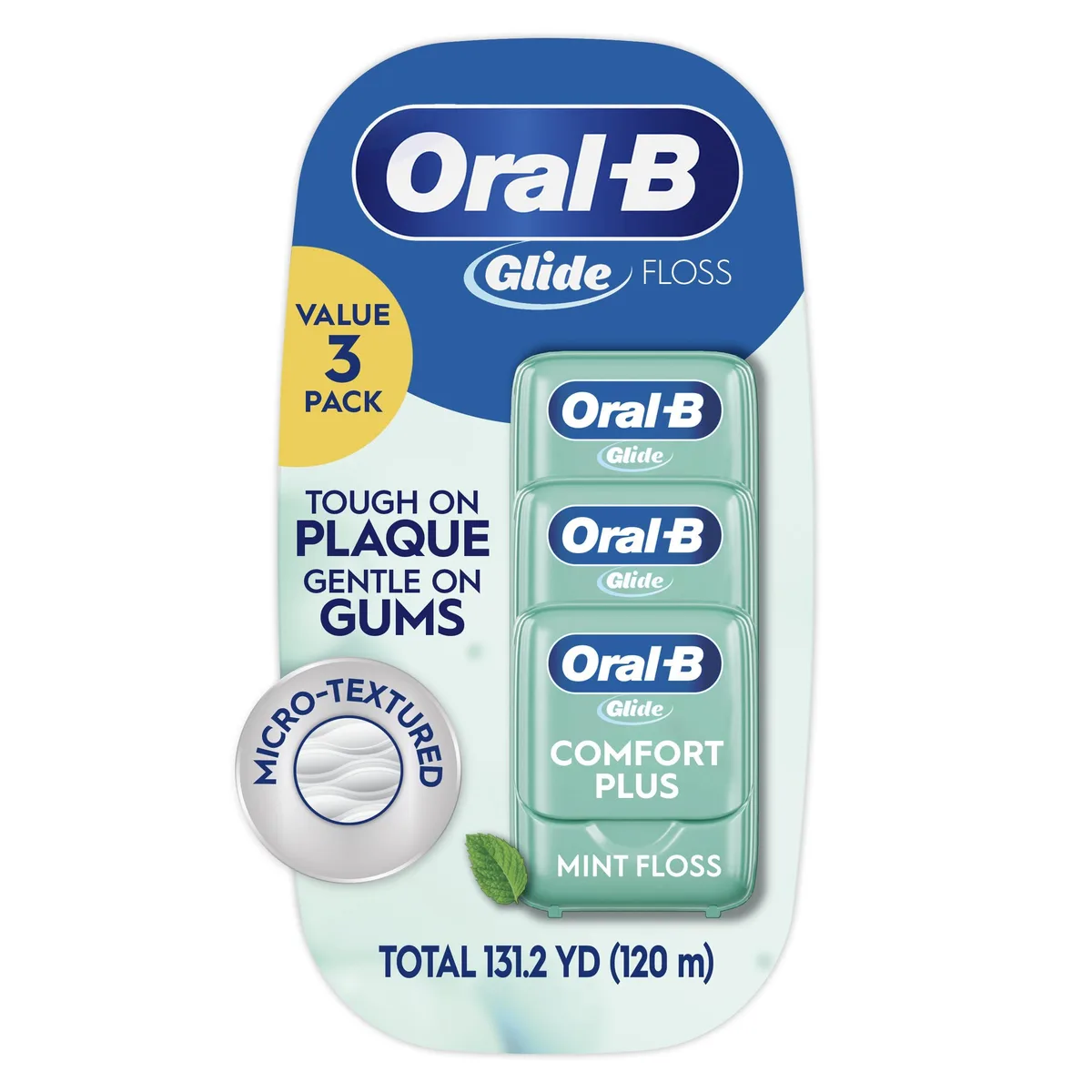 Oral-B Glide Comfort Plus Mint Floss 3 Pack 131.2 YD — produkto nuotrauka
