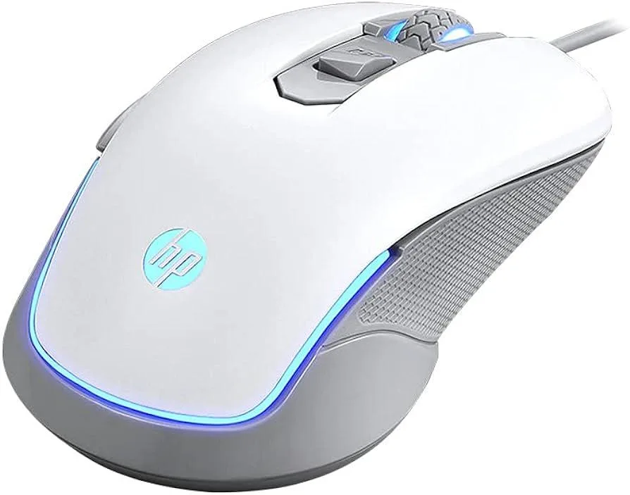 Black wired gaming mouse with ergonomic shape and LED lighting