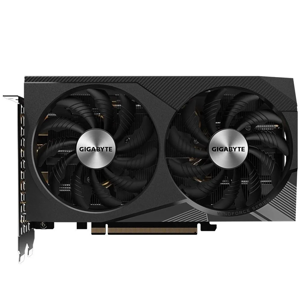 Gigabyte RTX 3060 Windforce dual-fan graphics card in black and silver finish