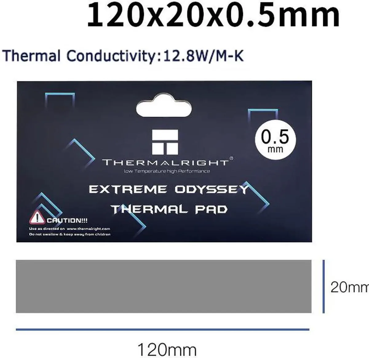 Lirealar Lirealar 120x20mm 12.8 W/mK thermal pad 0.5mm 15g — ürün fotoğrafı