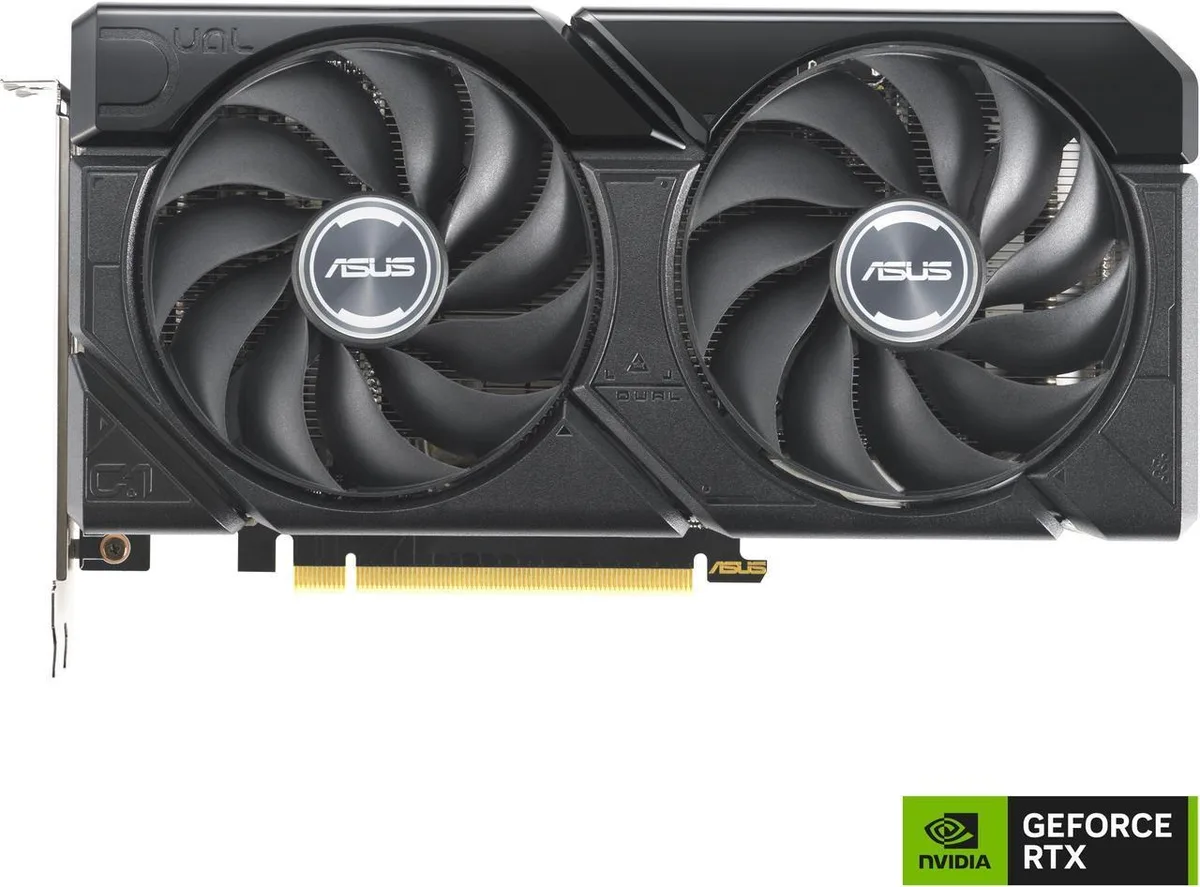 ASUS Dual GeForce RTX 4060 Ti EVO graphics card with two axial-tech fans and protective backplate