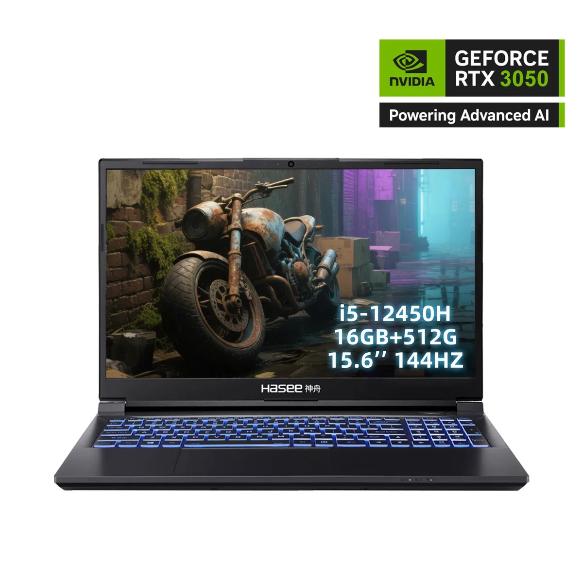 Hasee Hasee Z8 gaming laptop i5-12450H RTX 3050 15.6 144Hz 16GB 512GB Ore Black — product photo