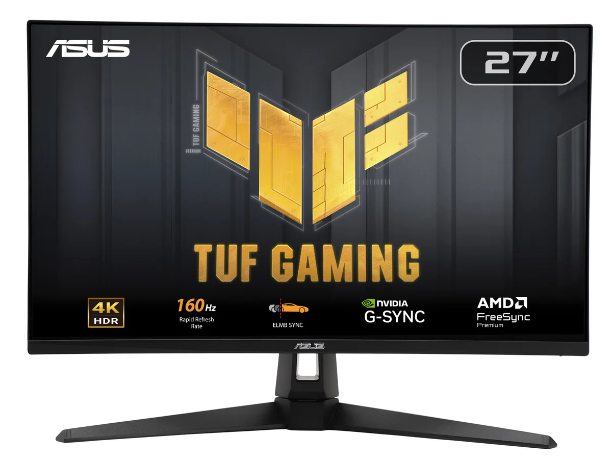 Black 27-inch gaming monitor with thin three-sided bezel and matte screen
