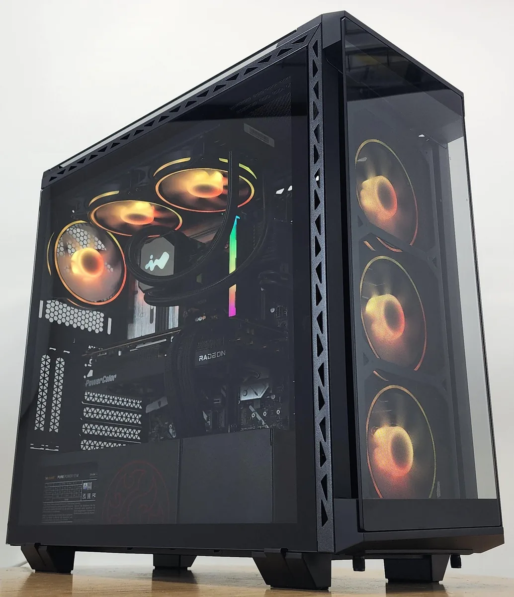 White mid-tower case with RGB AIO cooler and side panel window