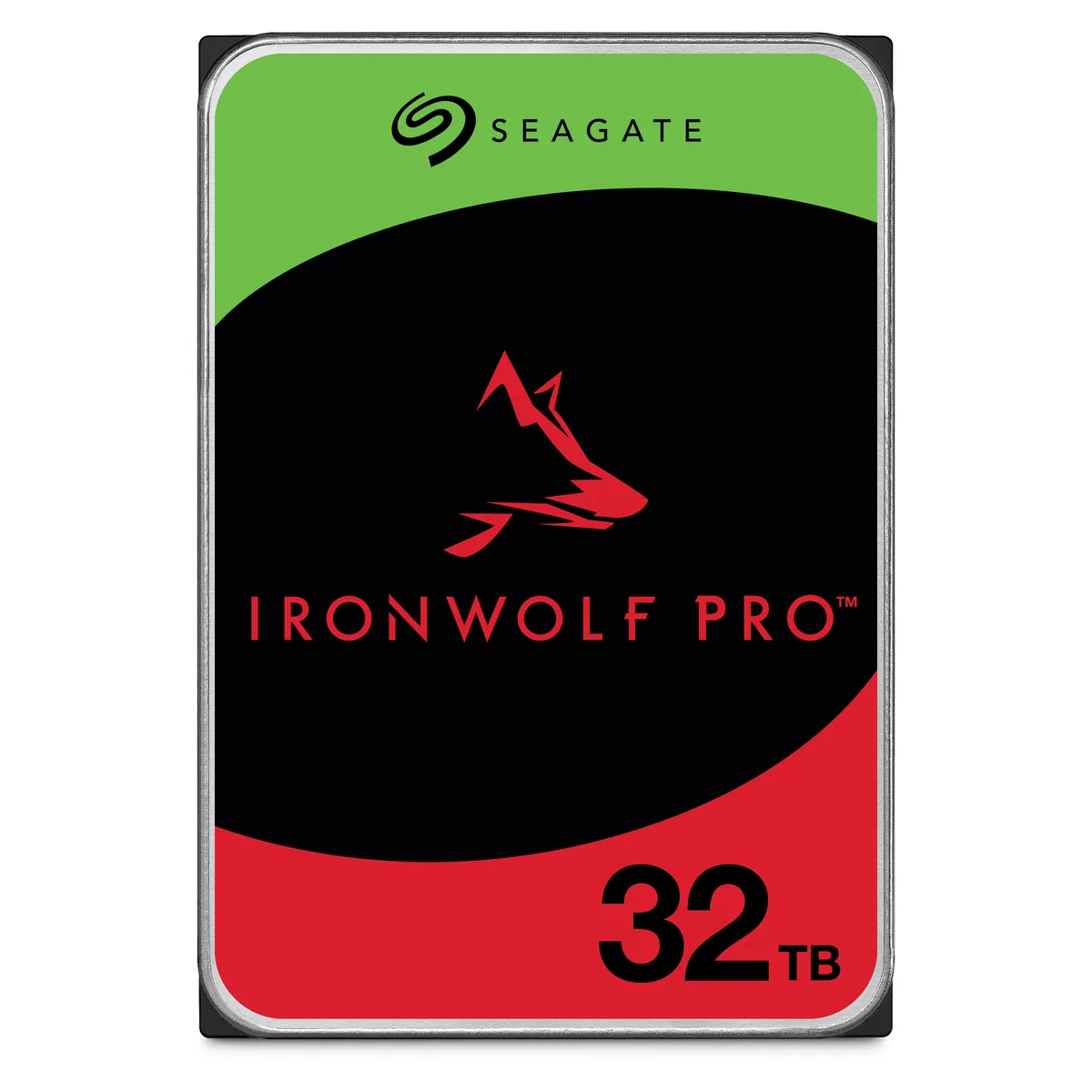 Silver 3.5 inch internal hard drive with green label