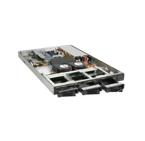 1U silver rack server front panel with drive bays