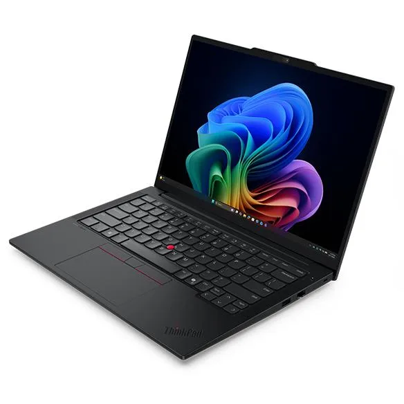 Black 14-inch laptop with matte screen and silver ThinkPad logo