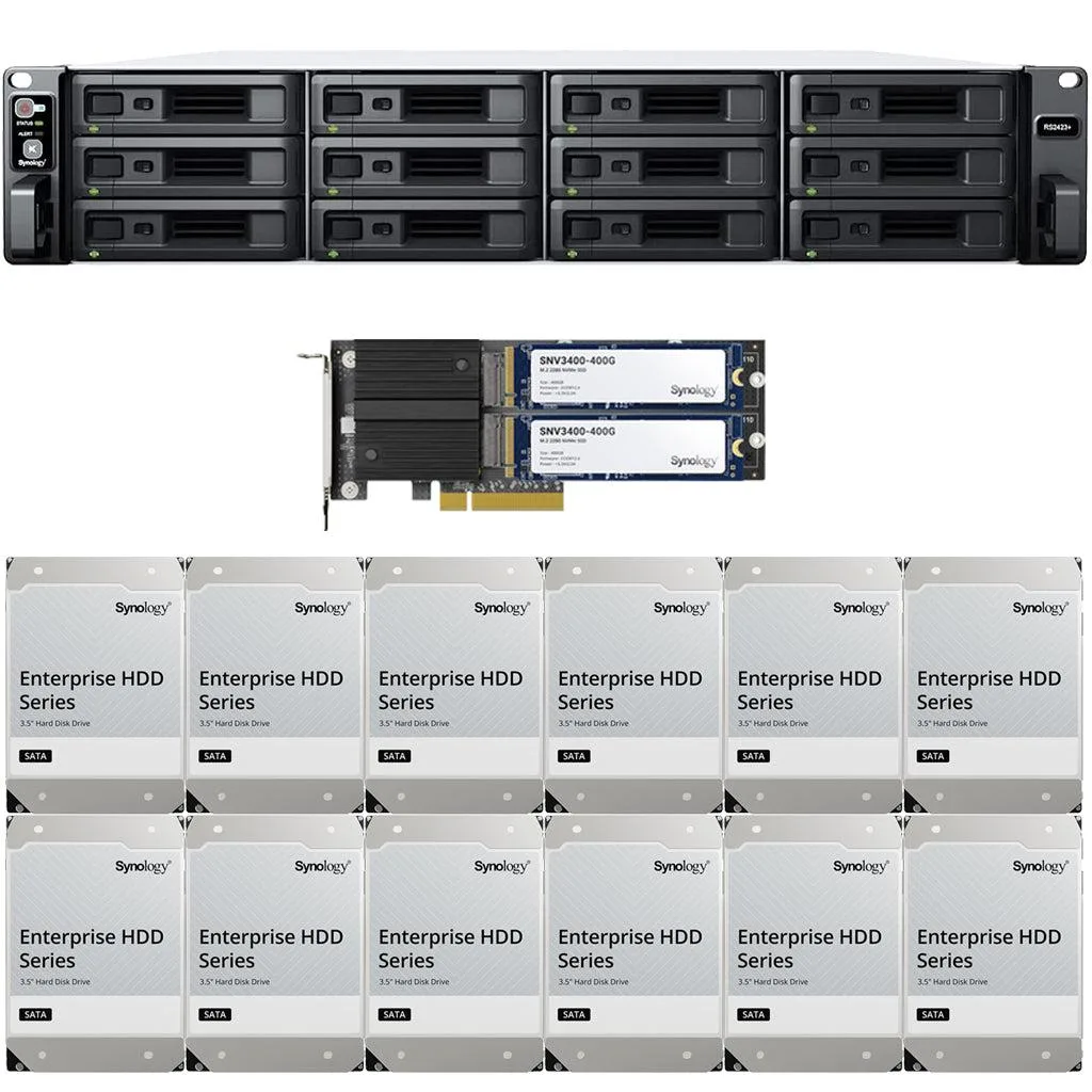 Silver rackmount NAS chassis with twelve drive bays and front panel controls