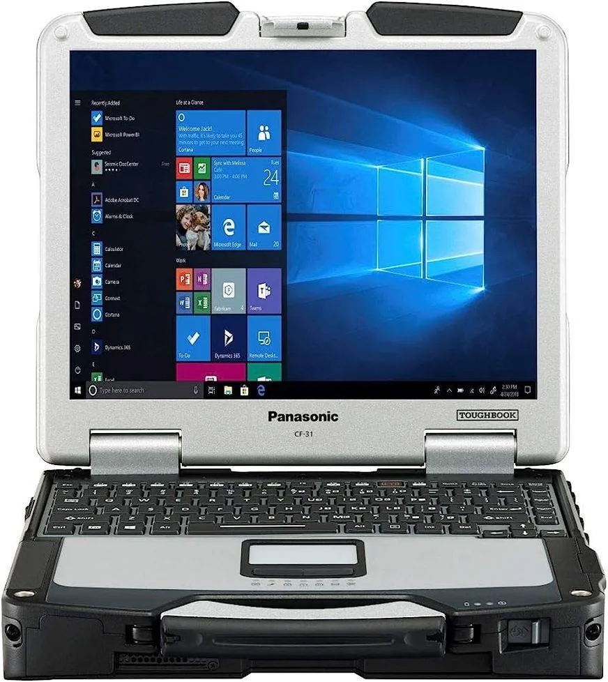 Rugged laptop with built-in handle and 13.1 inch touchscreen