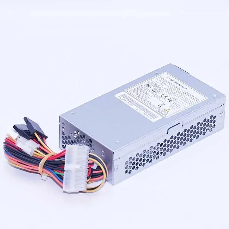 Compact 1U FLEX ATX power supply unit with gold finish and cooling fan