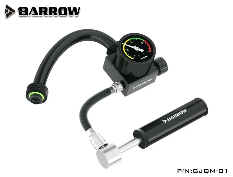 Black handheld liquid cooling leak tester with pressure gauge