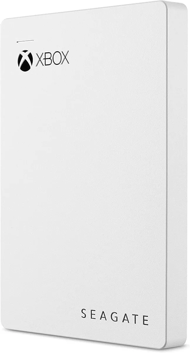 White rectangular portable hard drive with USB 3.0 connection
