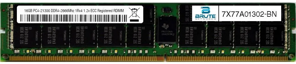 Brute Networks Brute Networks 16GB DDR4 2666 1Rx4 Registered RDIMM 7X77A01302 — photo du produit