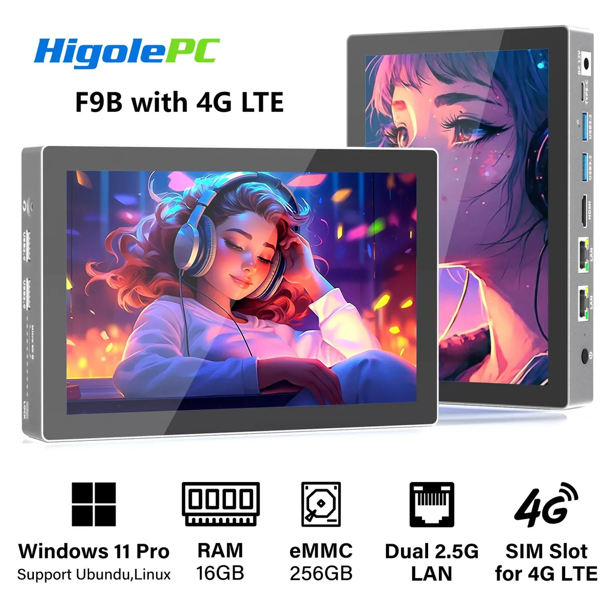 Compact 7-inch touchscreen mini PC with fan cooling