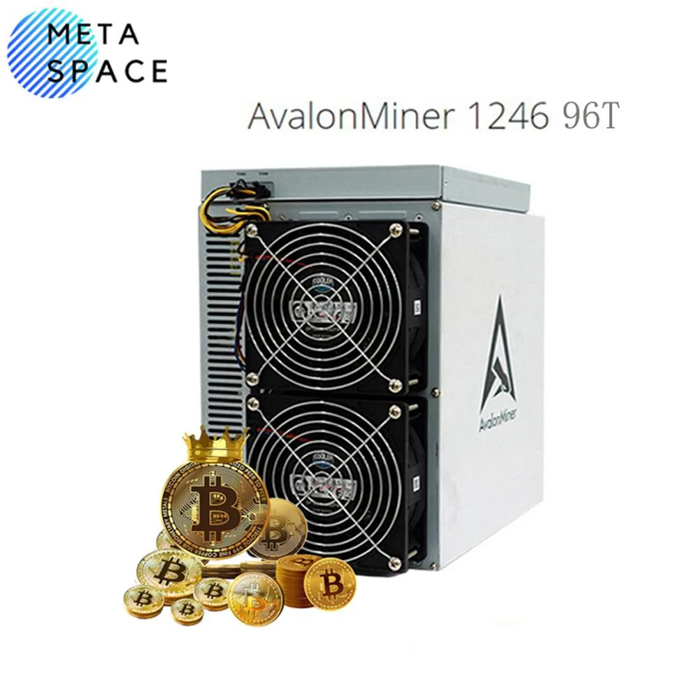 Rectangular metal mining unit with integrated PSU, four 12038 fans on front, Ethernet port visible, matte grey finish