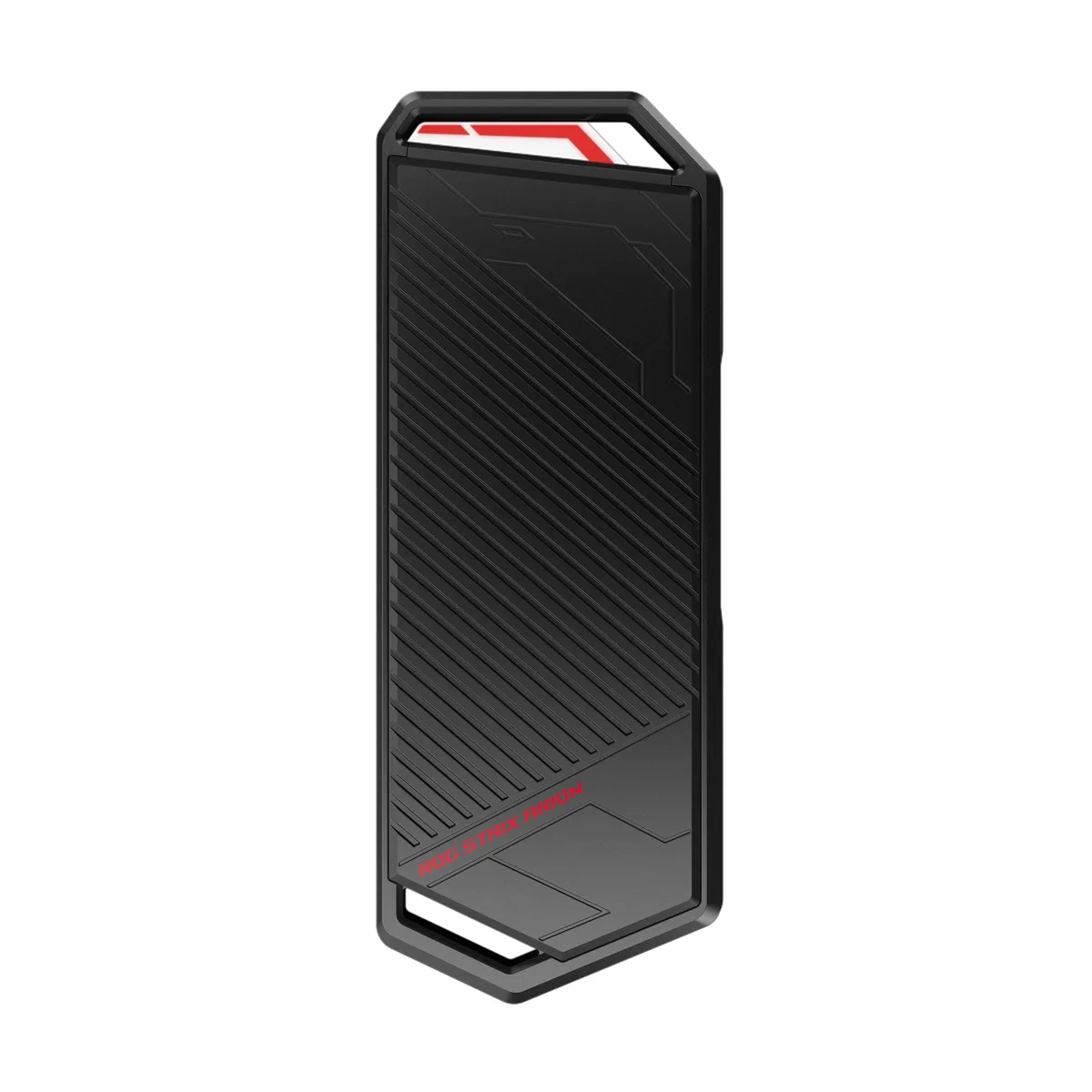 Black aluminum NVMe enclosure with USB-C cable and thermal pads