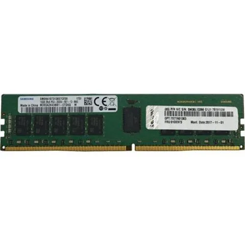 Green printed circuit board with black memory chips and gold edge connectors