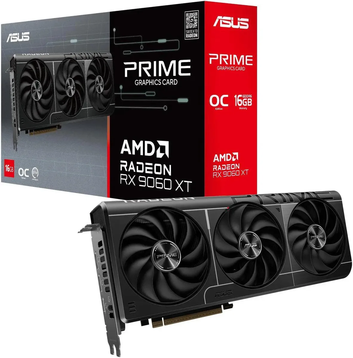 Black dual-fan graphics card with silver backplate, HDMI and two DisplayPort outputs