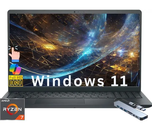 DELL DELL DC15255 laptop AMD Ryzen 7 7730U 32GB 256GB 15.6" FHD Touch Webcam Bluetooth — product photo