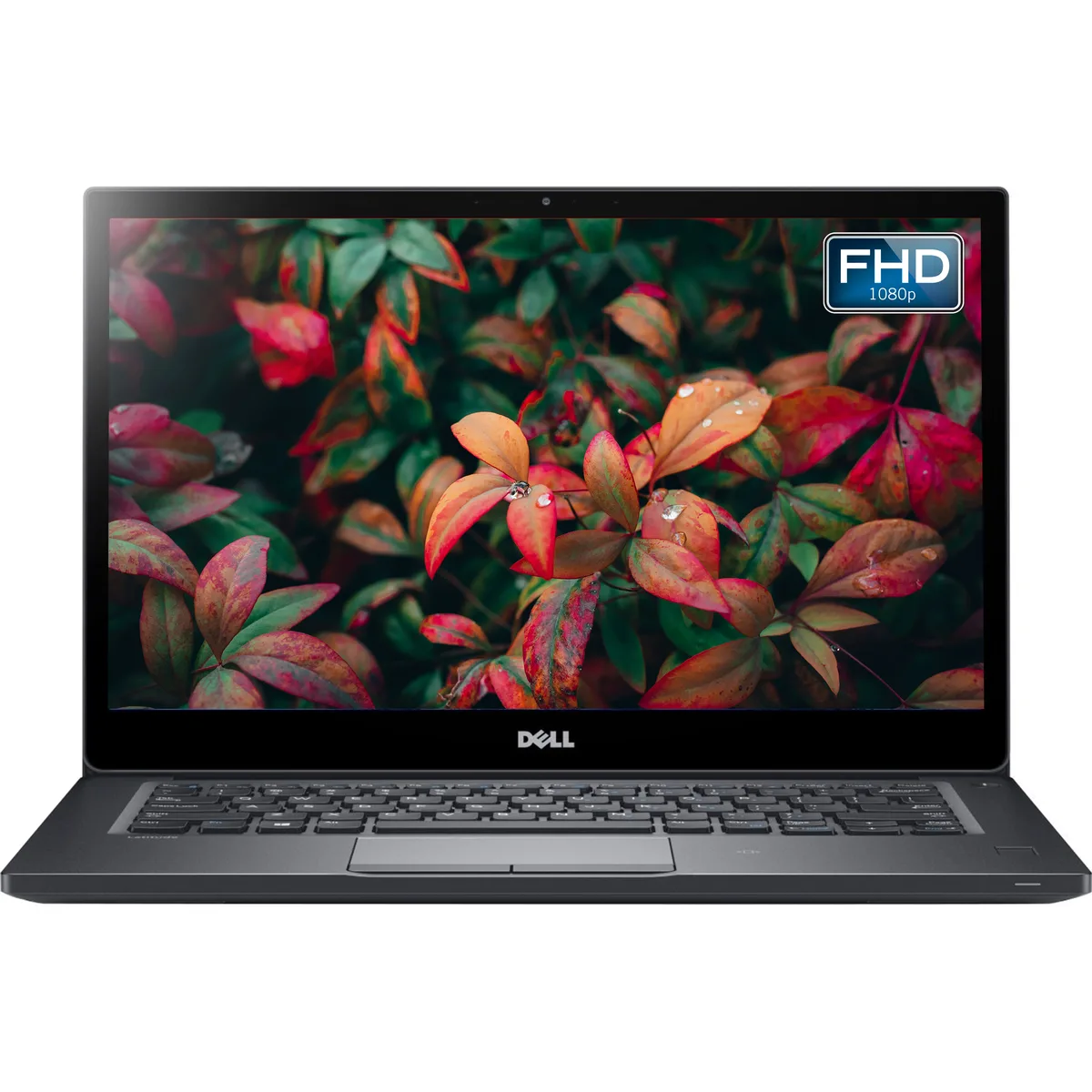 Black 14-inch Dell Latitude E7480 laptop with non-touch FHD screen, backlit keyboard and webcam