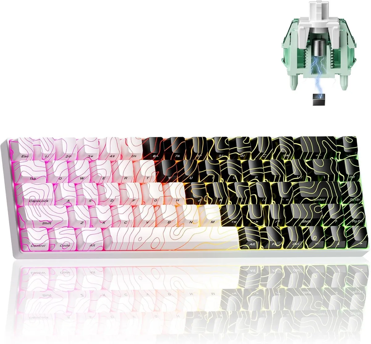 Compact 60 percent keyboard with CNC aluminium frame and RGB lighting
