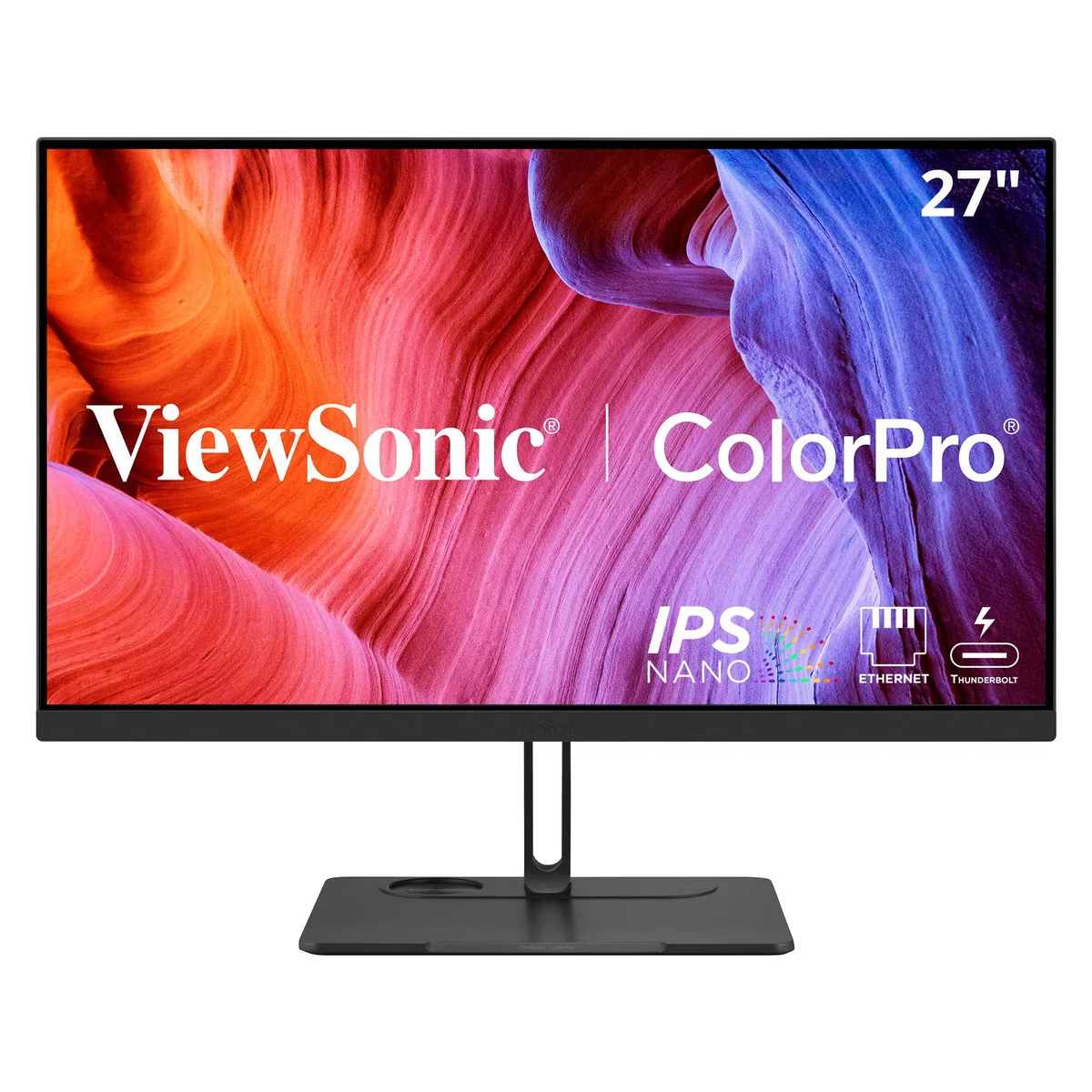 27 inch black monitor with thin bezels and anti-glare screen
