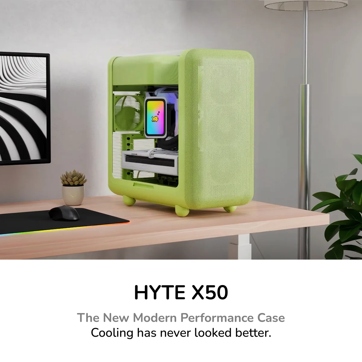 HYTE HYTE CS-HYTE-X50G-MM ATX Mid-Tower PC Case — Matcha Milk (Green) — product photo