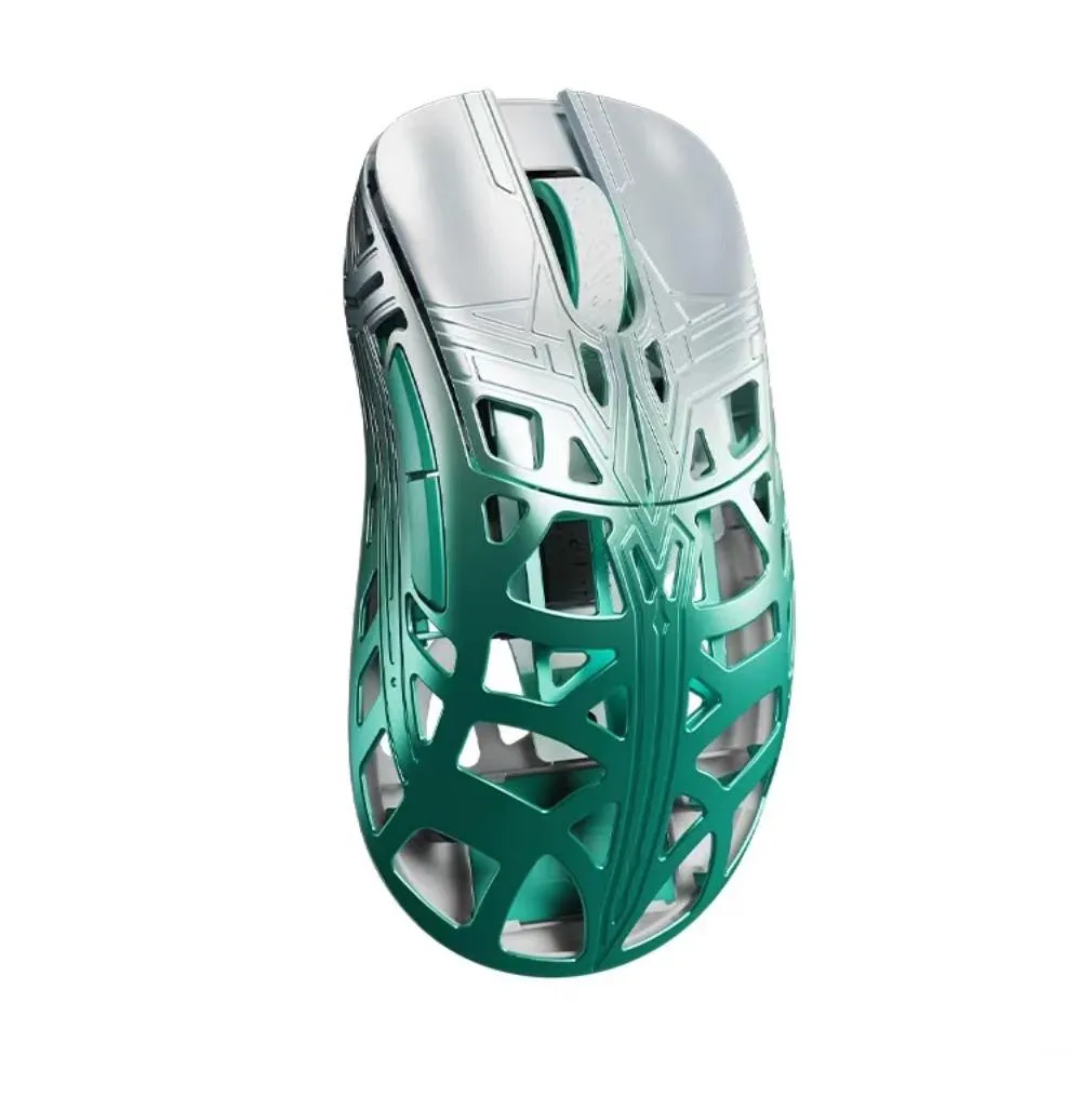 Green lightweight magnesium alloy wireless gaming mouse with ergonomic shape