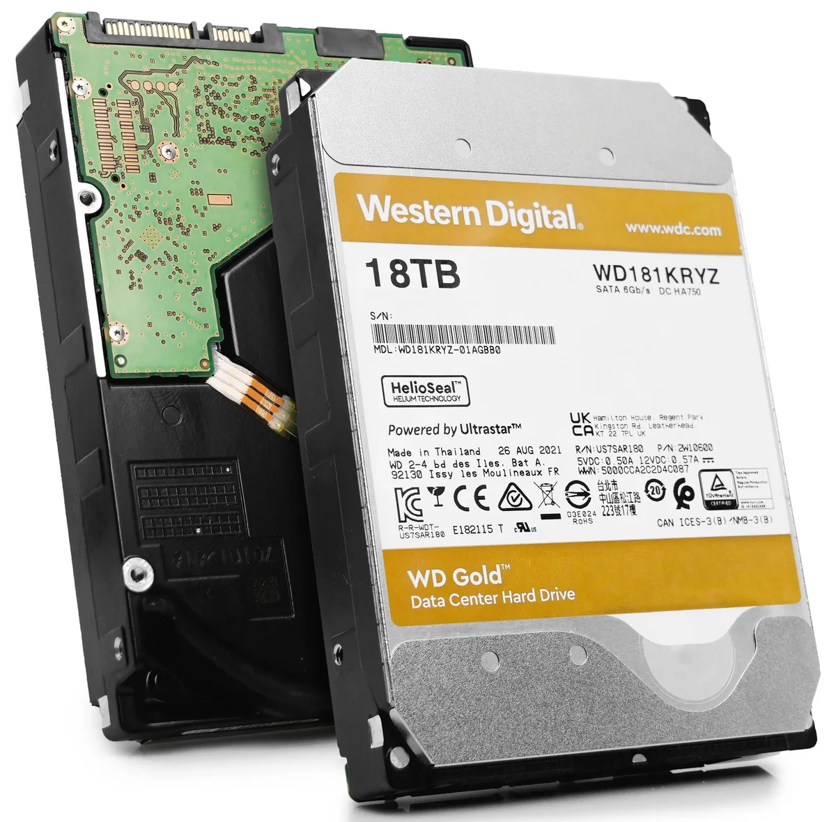 Western Digital Western Digital 2W10600 Gold 18TB 7200 RPM SATA 3.5" internal hard drive — Produktfoto