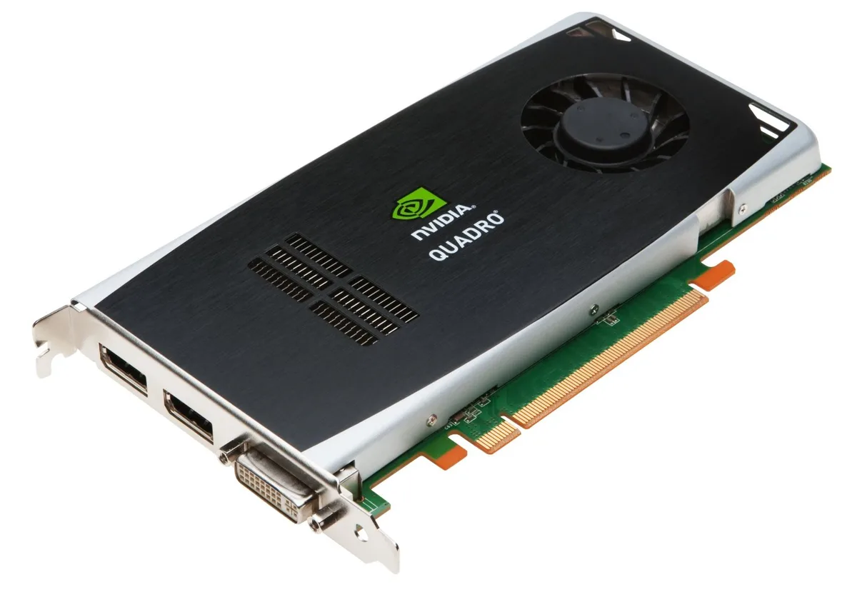 Full-height PCIe graphics card with dual-slot cooler, two DisplayPort outputs and one DVI port