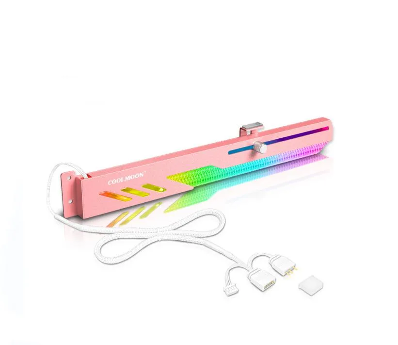 Corn Electronics Corn Electronics COOLMOON GT8 5V ARGB GPU Brace 280mm Pink video card accessory — снимка на продукта