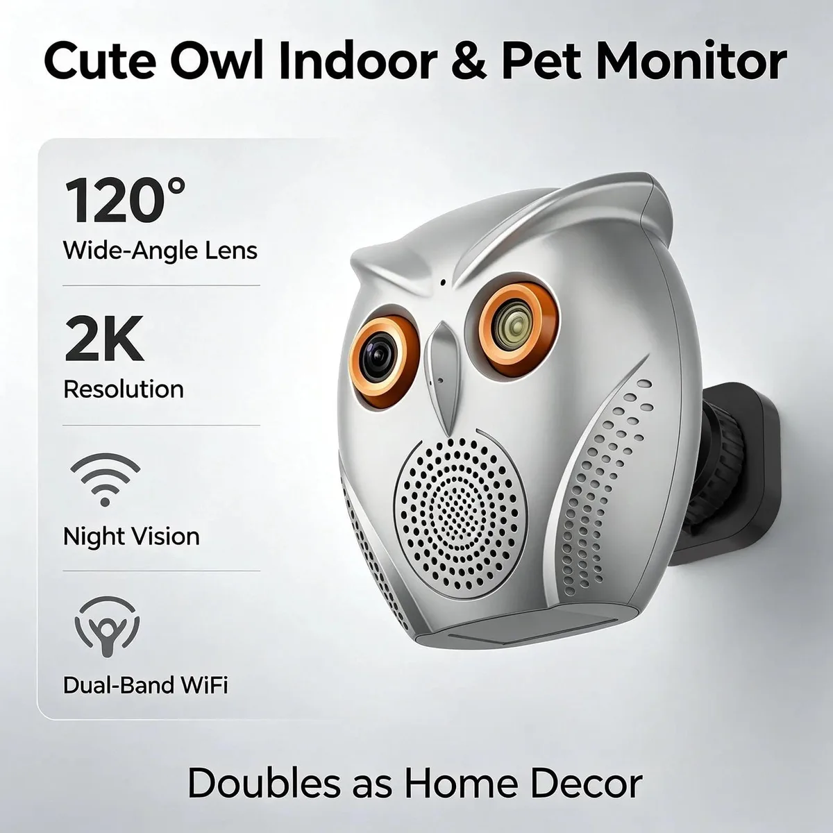 Picturesky Picturesky 2K Owl-Shaped Wireless Surveillance 120° Night Vision Two-Way Audio .8 lb — ürün fotoğrafı