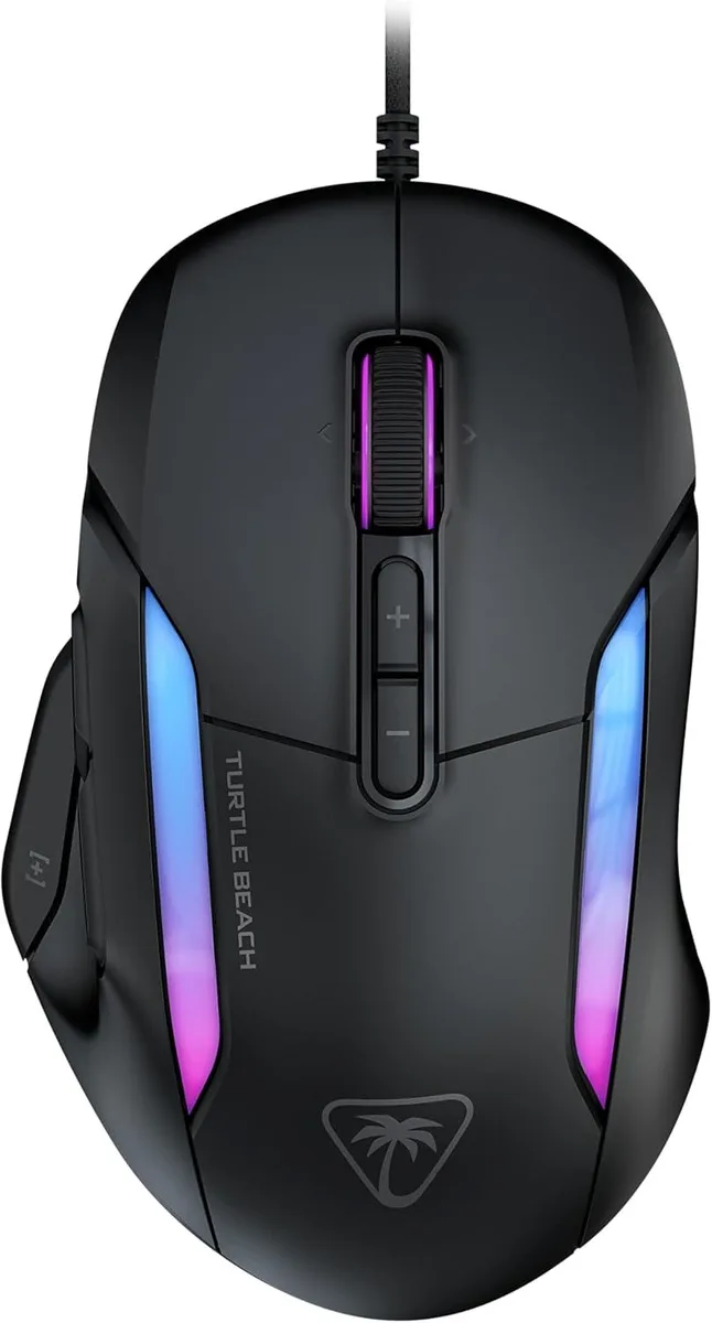 Wired ergonomic gaming mouse in ash black with multi-button design and 4D scroll wheel