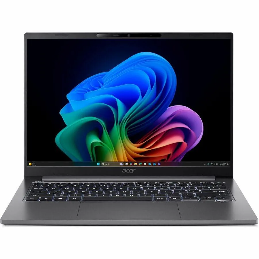 Silver 14 inch clamshell laptop with matte display and thin bezels