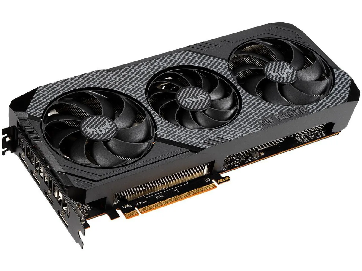 ASUS Radeon RX 5700 XT EVO dual-fan graphics card in dark grey and black