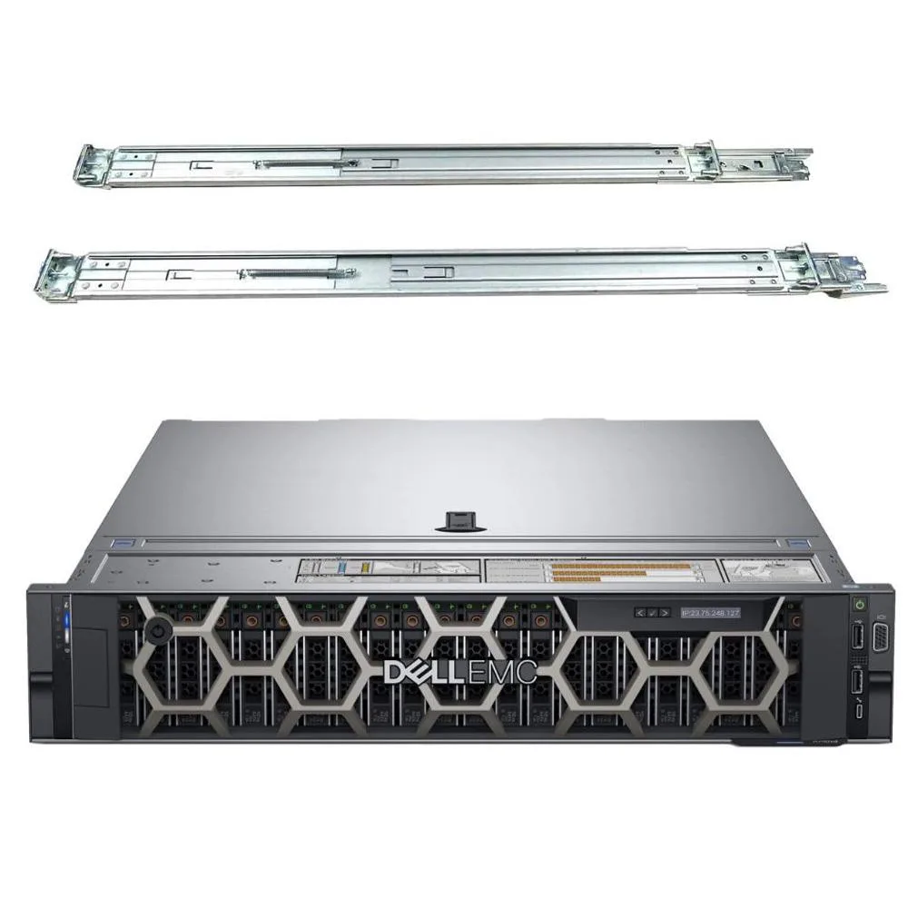 Silver 2U rack server chassis with front drive bays and sliding rail kit