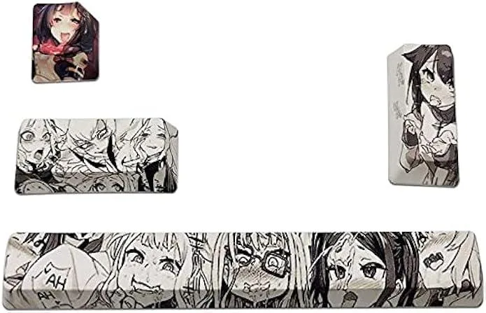 Four anime PBT keycaps in OEM profile, dye-sub legends, matte textured finish