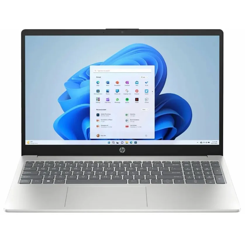 Silver 15.6-inch laptop with full-size keyboard and numeric keypad