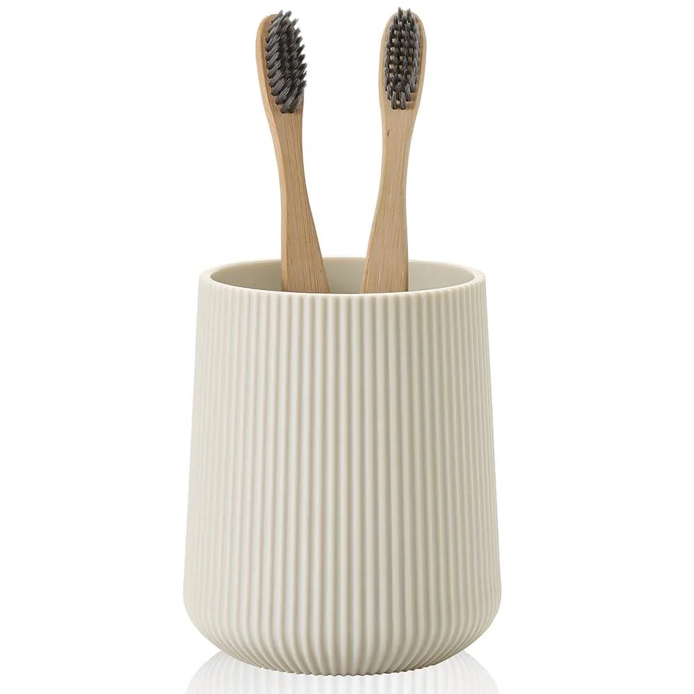  YAUKPH Beige Striped Toothbrush Holder 12 oz — foto del prodotto