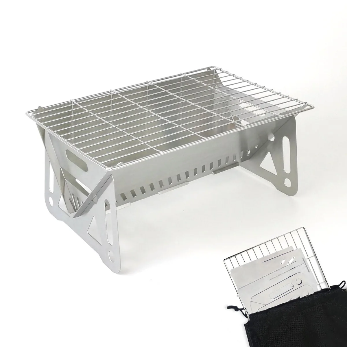  PHOJEWI Grill01 Mini Portable Charcoal Grill Stainless Steel 7 x 11 x 4.7 in 1.41 lb — termékfotó