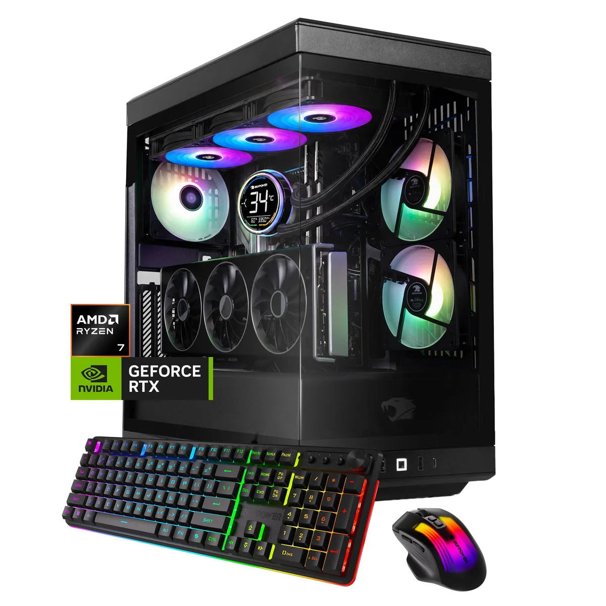 iBUYPOWER iBUYPOWER Y40BA7N57T03 gaming PC Ryzen 7 9800X3D RTX 5070 Ti 32GB DDR5 1TB NVMe — photo du produit