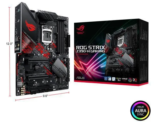 Black rectangular ATX motherboard with silver heatsinks and ROG branding