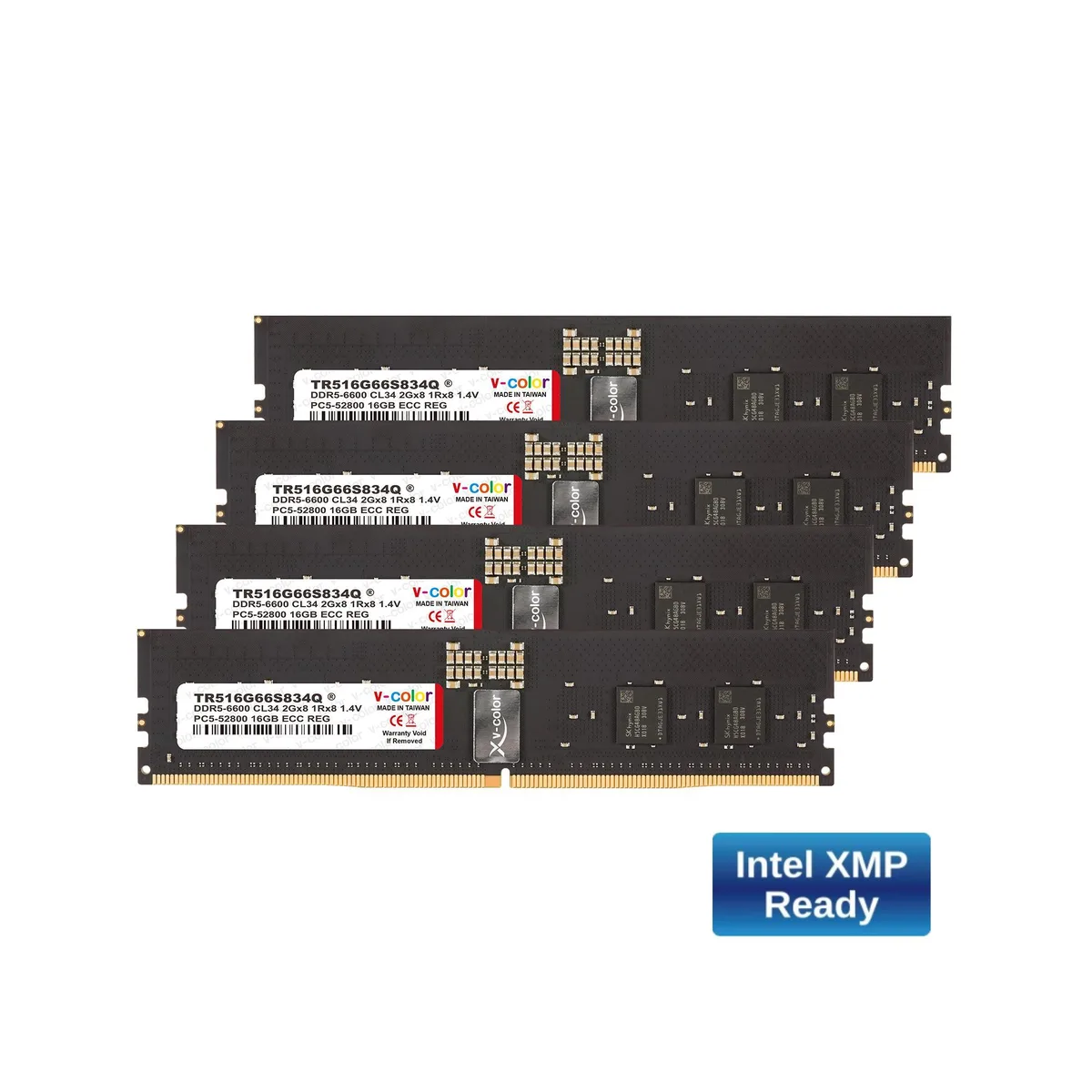 V-color V-color OC R-DIMM 64GB 16GBx4 DDR5 6600 CL34 ECC Registered W790 Workstation — fotografija proizvoda