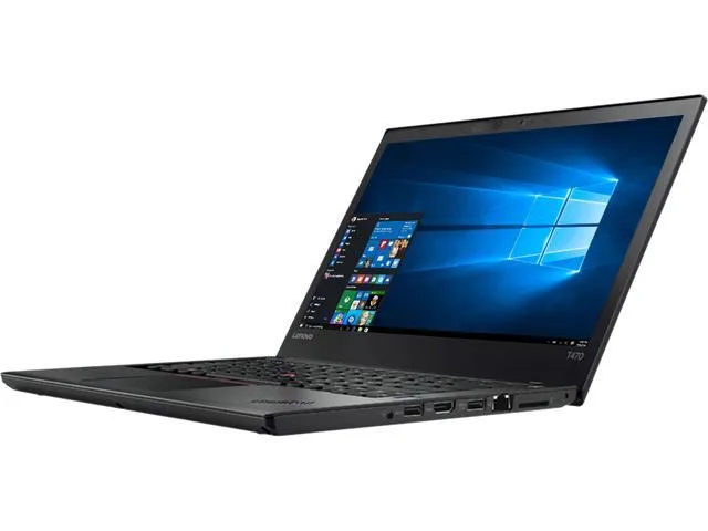 Black 14 inch ThinkPad T470 laptop with matte non-touch screen