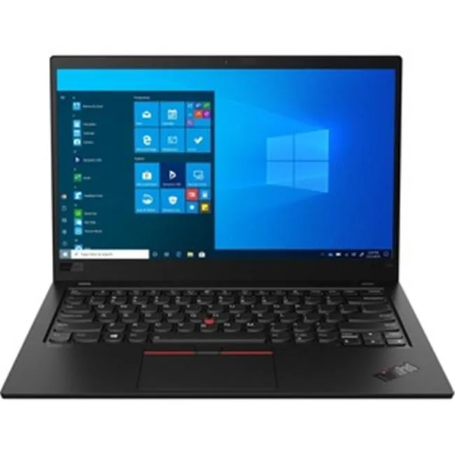 Black 14 inch ThinkPad X1 Carbon Gen 8 ultrabook with matte carbon-fiber finish